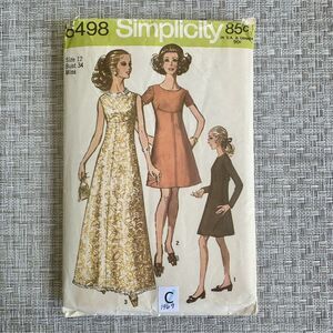 Vintage 60s Simplicity 8498 Empire Waist Dress & Evening Gown SZ 12